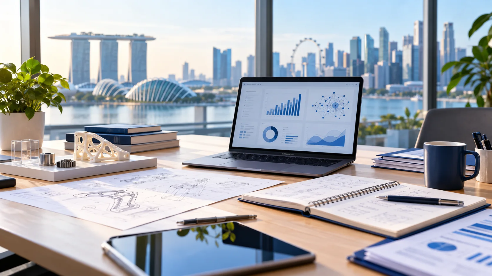 Innovation planning materials in a modern Singapore office